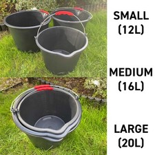 Round Horse Water Feed Bucket Trough Tub Container Equine Stable - 12L, 16L, 20L