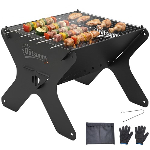 Outsunny portable bbq - outsunny, 2-in-1