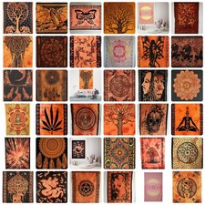 Orange Tie Dye Wall Hanging Tapestry Indian Cotton Hippie Wall Art Decor 40x30"