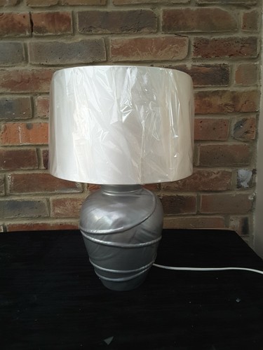 Silver table lamp - with, white