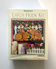 Wonderart Latch Hook Kit Garden Bunnies 4290 Caron New Sealed