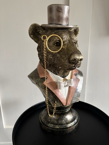 Gold bear bust - gold, sculpture