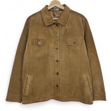 Vintage Agenda button up suede jacket in camel, tan, brown X LARGE UK 16