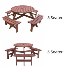 6/8 Seater Wooden Round Picnic