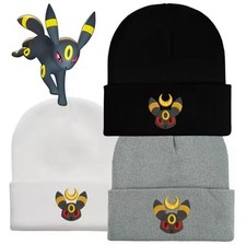Umbreon Beanie Hat – Winter Knit Cap – Pokemon Style Embroid - One Size