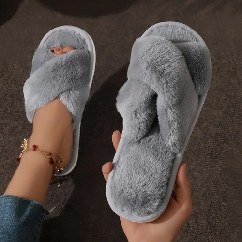 Women fluffy cross fur - cross,