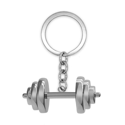 Keychain dumbbell stainless - keychain,