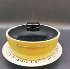 Alfred Meakin Retro Vintage Black Yellow Oven To Table Lidded Casserole Dish