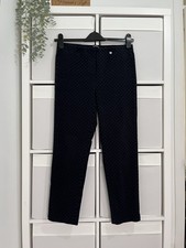 Robell Rose Trousers Size 12 Blue Black Geometric Pull On Elastic Waist W30 L26