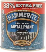 Hammerite Hammered Black Direct to Rust Metal Paint 1L 750ml + 33% Extra Free