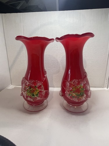 Pair red art - red, vases