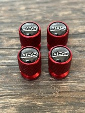4 Piece Set Of BBS 3D Logo Valve Caps Red & Black 