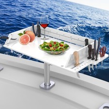 Fishing Boat Cutting Board, Bait Board with 360° Adjustable Rod Holder