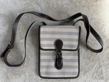 Asprey London Striped Leather and Canvas Crossbody Shoulder Bag NEW w/o Tags