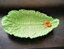 Vintage Carlton Ware Tomato Design Oval Shape Green Leaf Dish