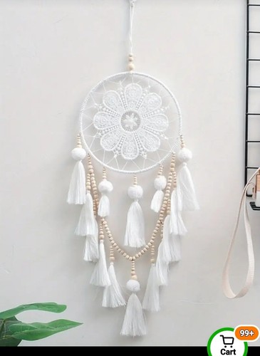 Boho style white dreamcatcher - boho,