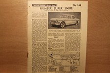 Original HUMBER SUPER SNIPE (1959) Motor Trader Service Data No. 333