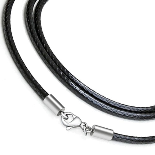 Black leather braided - black,