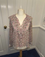 ZARA Floral Ruffle Blouse Size