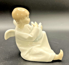 NAO LLADRO Boy Angel w Lyre Harp Figurine Porcelain Spain marked Glossy Gift