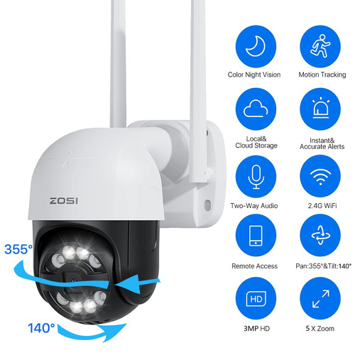 Zosi 3mp ptz wireless camera - 3mp,