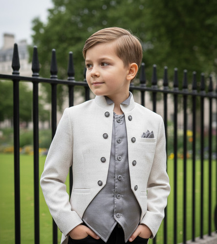 Boys white satin formal party - formal,