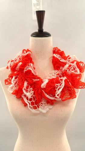 Ruffle yarn scarf - orange, &
