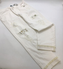 Daniela Dallavalle for Elisa Cavaletti BLU Jewelled Ivory Cotton Jeans 31" Waist