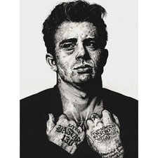 James Dean Tattoo Inked Ikons Wayne Maguire Large Wall Art Print 18X24 In