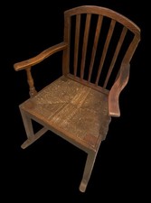 Antique Georgian Comb-Back Windsor Rocking Chair With Rush Seat. 59cm Wx 89 cm H
