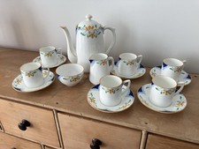 Grafton A B Jones & Sons Bone China 1930s? Hand Painted Art Deco? Coffee Set