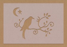 Bird Branch Leaves Stars Moon