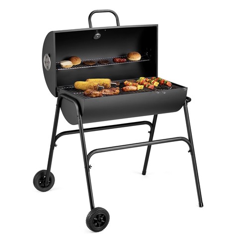 Charcoal barrel bbq with lid - bbq,