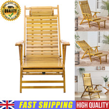 Bamboo Wooden Recliner Garden Balcony Sun Lounger Deck Chair Foldable Bed Seat A