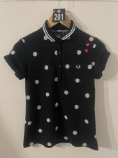 Fred Perry Amy Winehouse Polka Dot Polo Shirt Black Size 8 Pre Owned Very Good