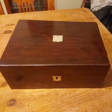 Antique Wooden Writing Slope Box with Mother of Pearl Inlay