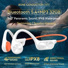 Wireless Bone Conduction Bluetooth Earphones Waterproof MP3 Player Swimming Mic
