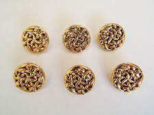 6 Classic gold colour metal look flower blazer coat dress shank buttons 15mm