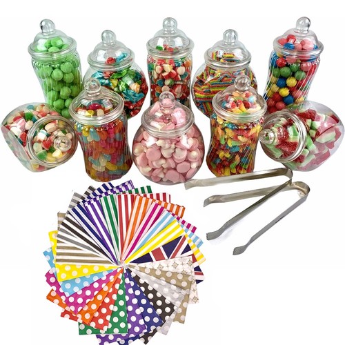 Retro plastic sweet jars - retro, jars,