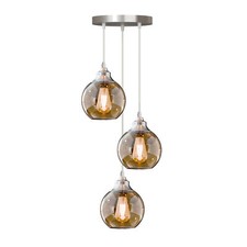 Vintage Smoked Glass Shade Chandelier Pendant Ceiling Hanging Light 3 way lights