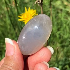 Blue Rose Quartz Mini Palm Worry Stone Crystal Shiva Lingam