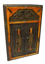 Moroccan Wall Mirror W/Doors Camel Bone Handmade Mediterranean Decor MED Orange