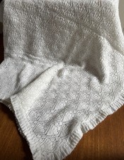 Hand Knitted Baby Shawl White - Good Condition - Used Twice