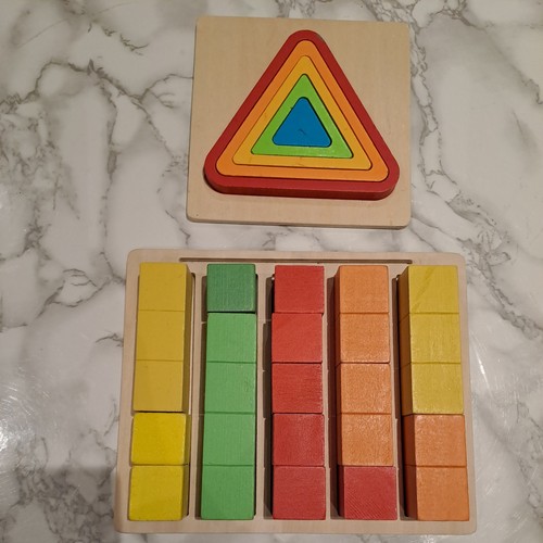 Wooden triangles puzzle add - wooden,