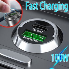 100W USB Charger Type C QC3.0 Black Fast Phone Charging Car Interior Accessories