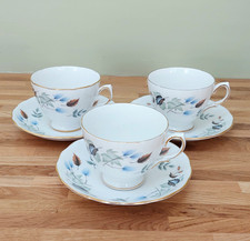 Colclough Linden Pattern 8162 Set of 3 Tea Cups & Saucers Bone China