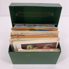 Vintage Tin Recipe Box Handwritten and Printed Recipes Original Recipe Cards
