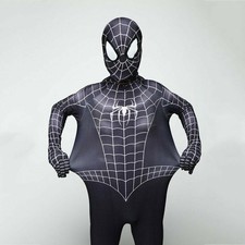 Men Adult Black Venom Spiderman Tights Kids Cosplay Costume Lycra Zentai Suit R1