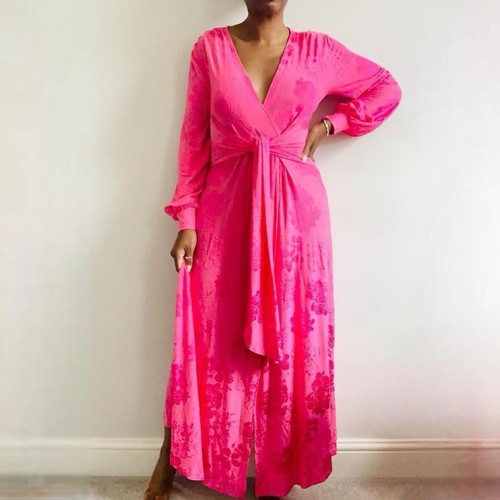 Zara pink jacquard maxi dress - zara,