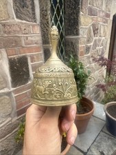 Solid Brass Sanctuary Bell | Ornate Church or Desk Bell Medieval Style Call Bell